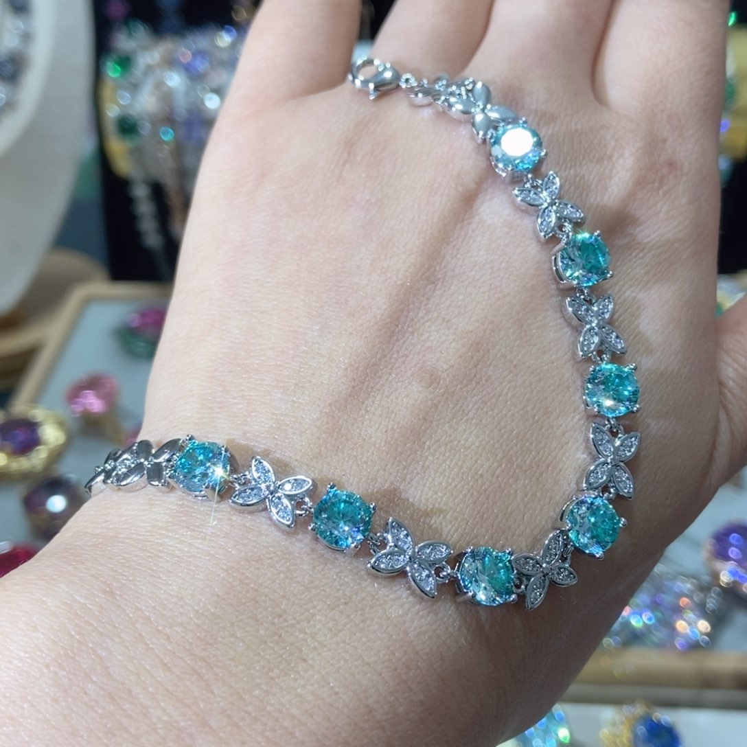 66锆石（处理）蓝色手链