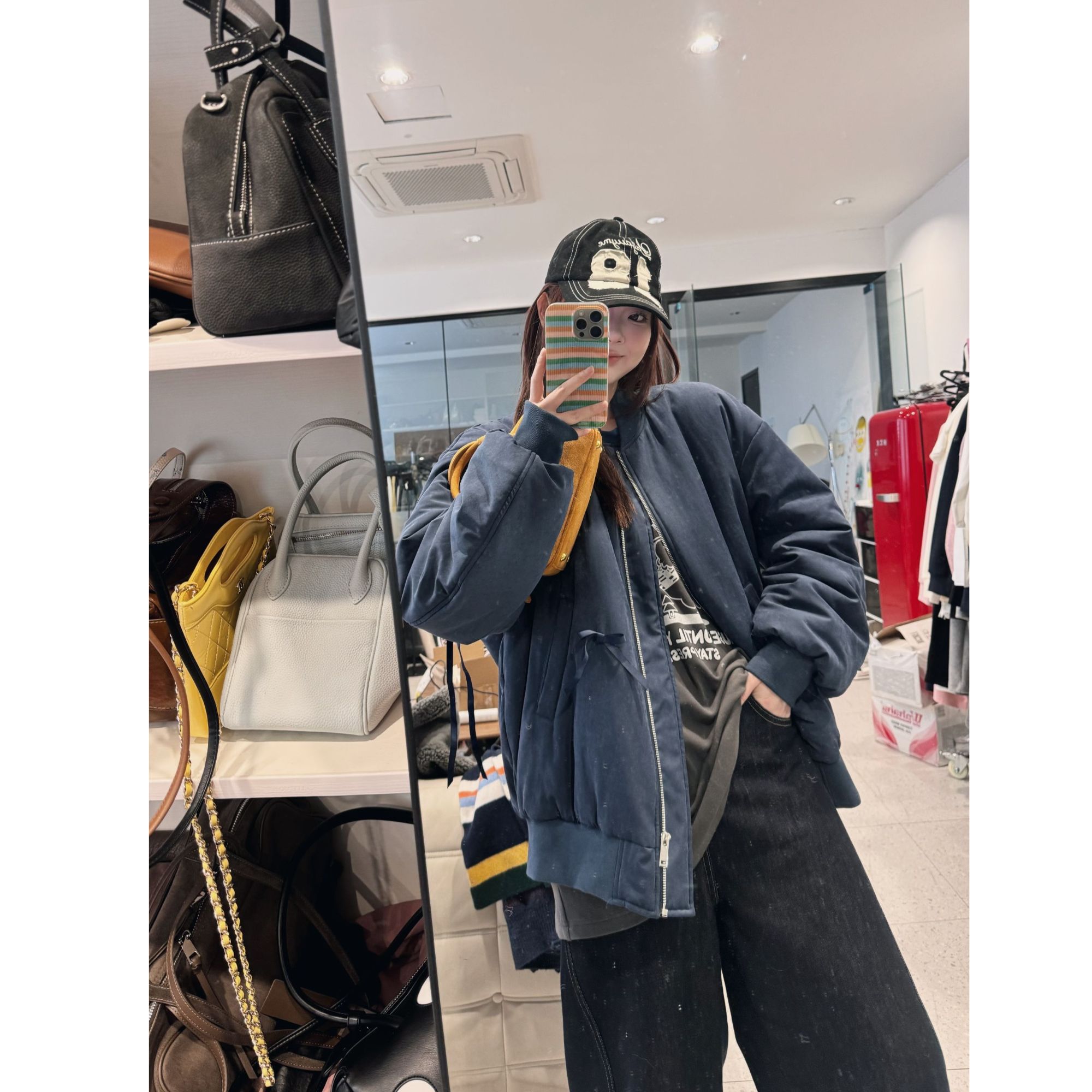 晶咕【自由轨迹！】韩系甜美可拆卸蝴蝶结宽松飞行服外套