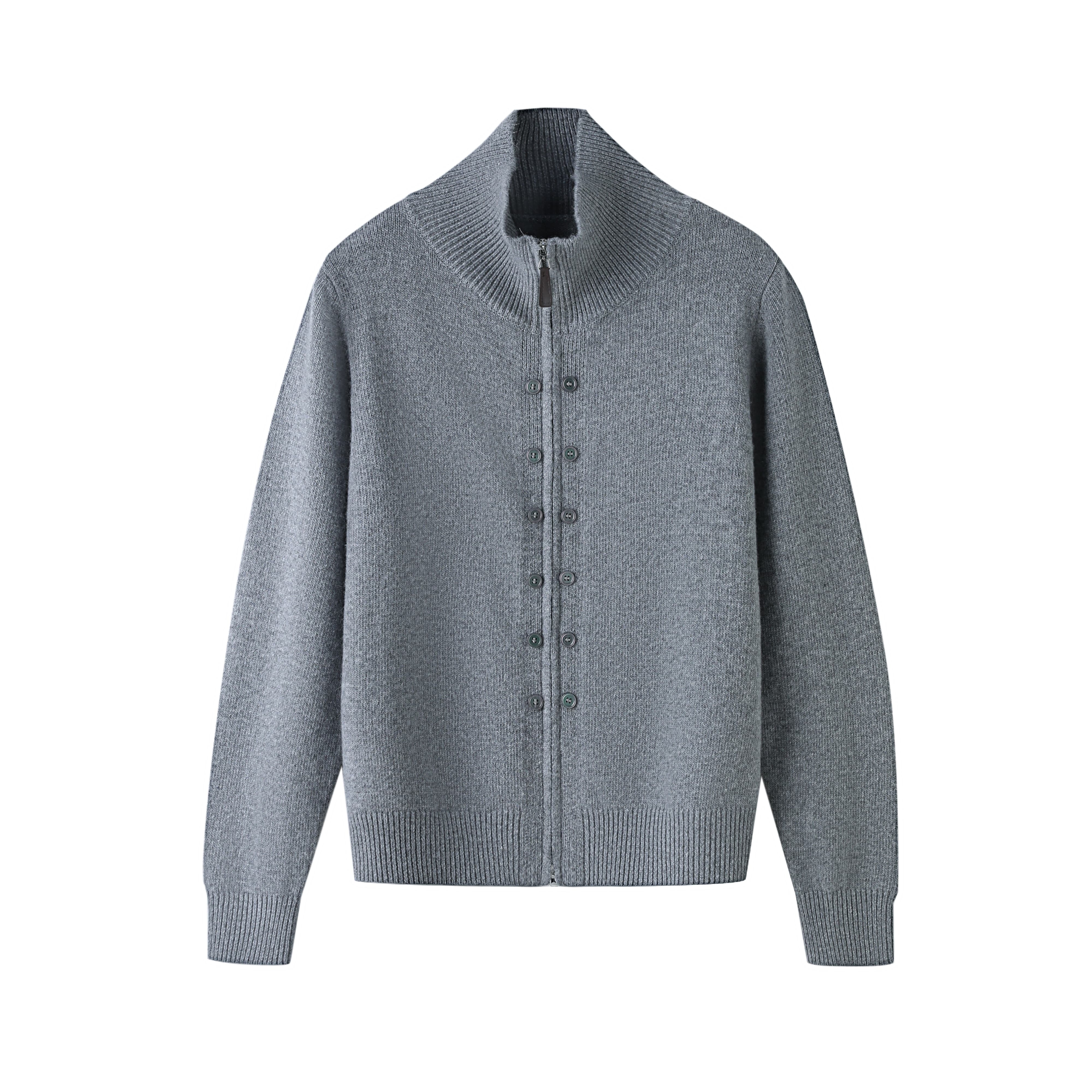 7062半高领宽松针织常规款绒衫衫女立领日系开衫