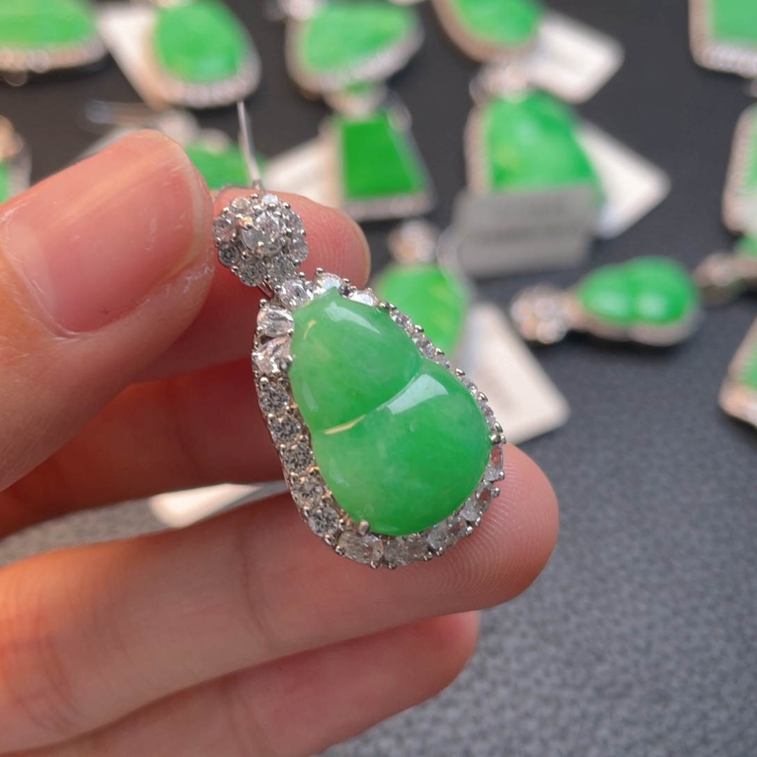 翡翠银S925镶嵌吊坠(不含链)