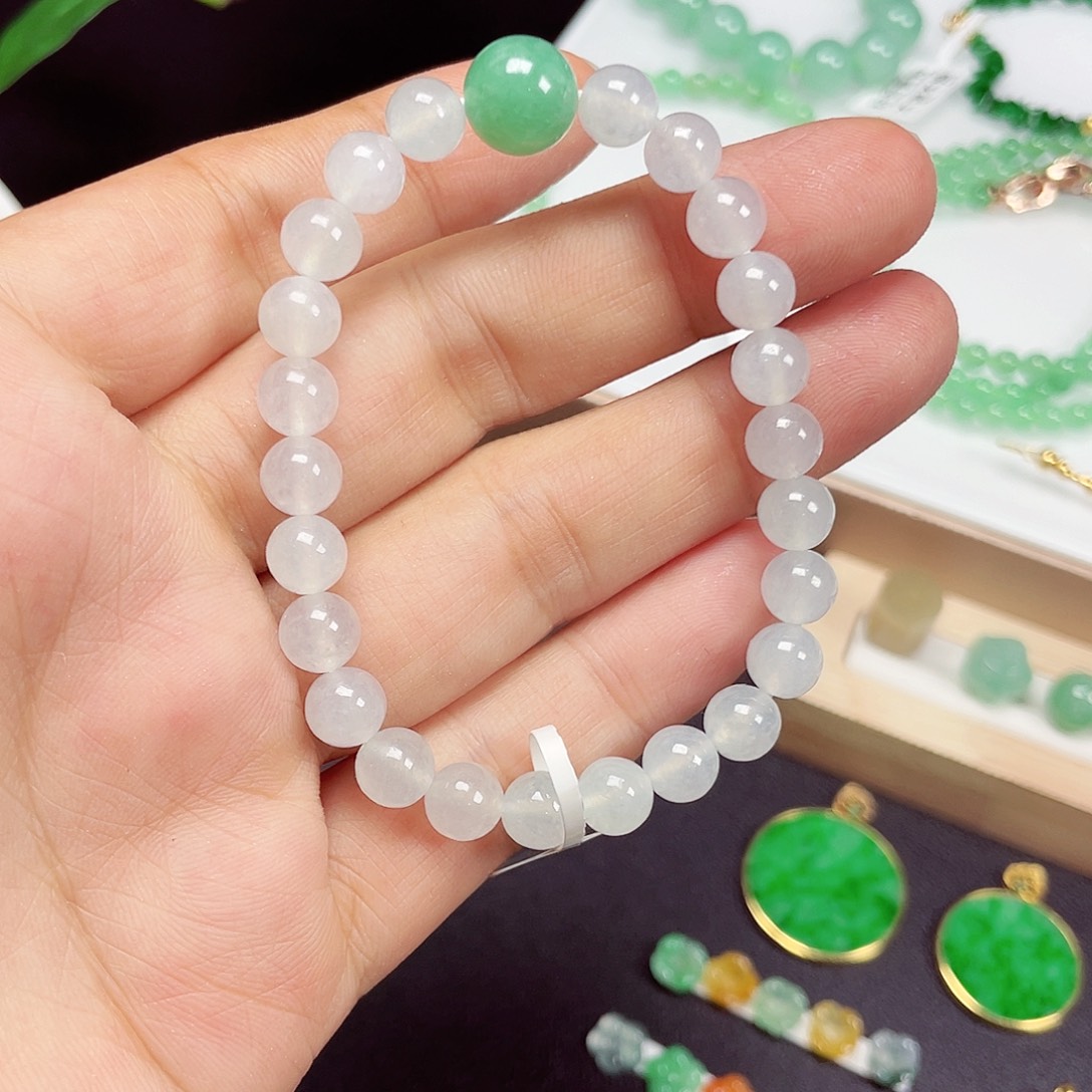 翡翠未镶嵌手链天然缅甸翡翠A货卡10-7