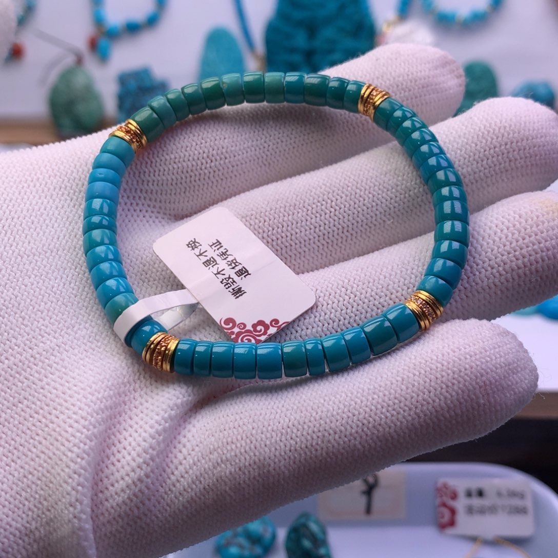 绿松石未镶嵌直切手串5+