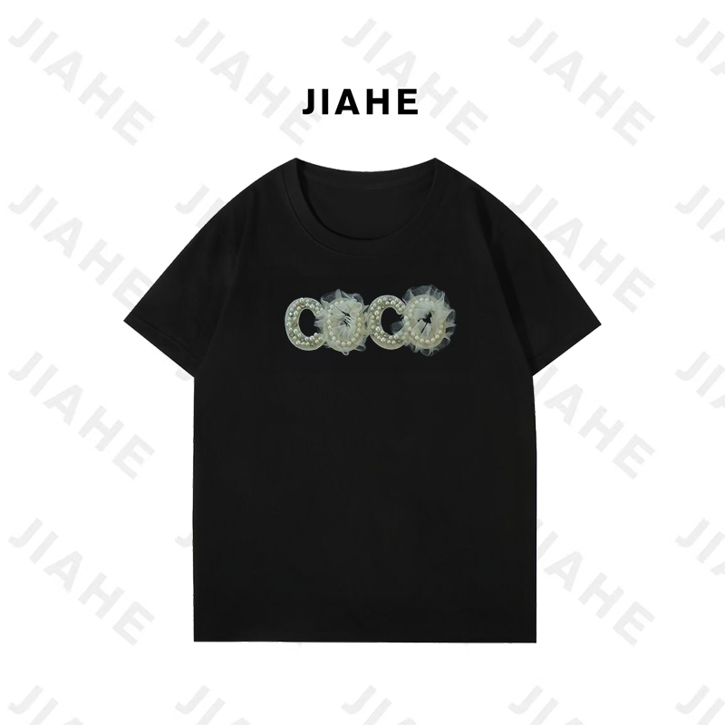 【珈禾】’coco‘深圳南油轻奢立体绣花重工原创设计短袖2025春夏