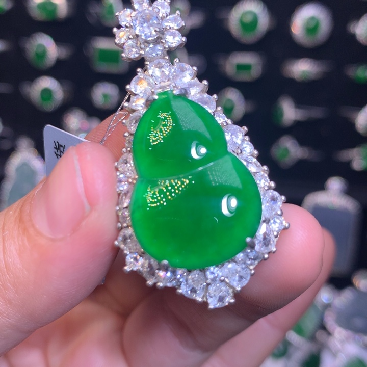 【闪购商品】翡翠银S925镶嵌颈饰天然翡翠