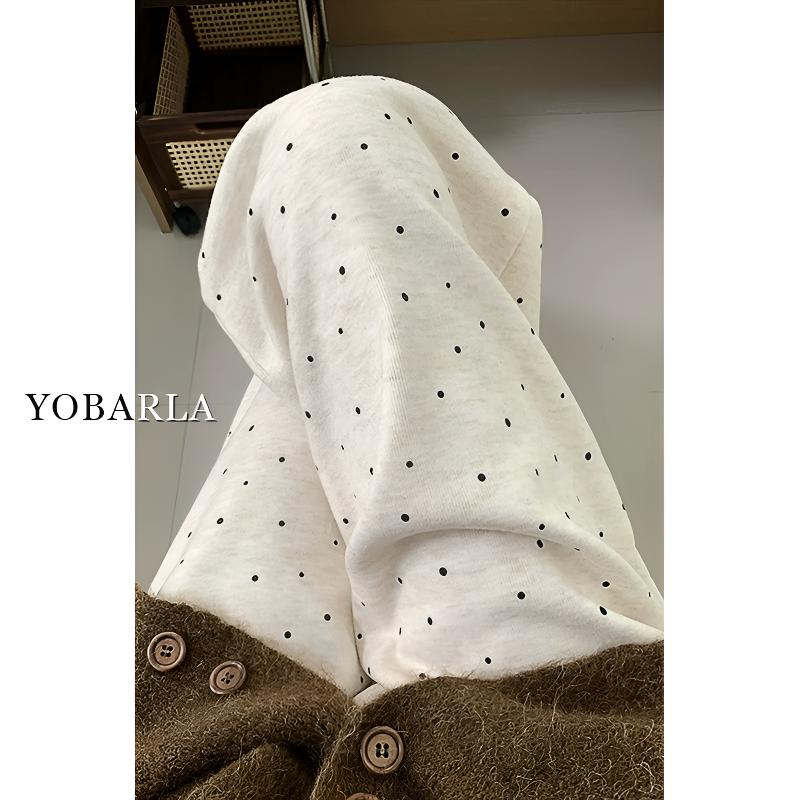 波点糯米裤女冬季加绒大码胖mm宽松显瘦软糯垂感慵懒直筒休闲裤子