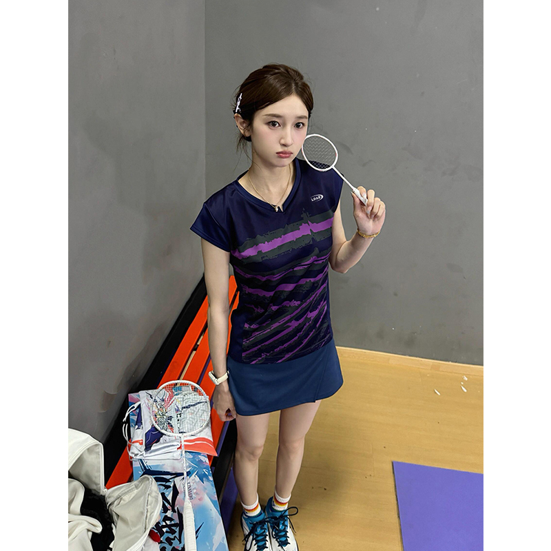 临典紫色绝美羽毛球服套装女2025夏季新款速干透气运动排球训练服