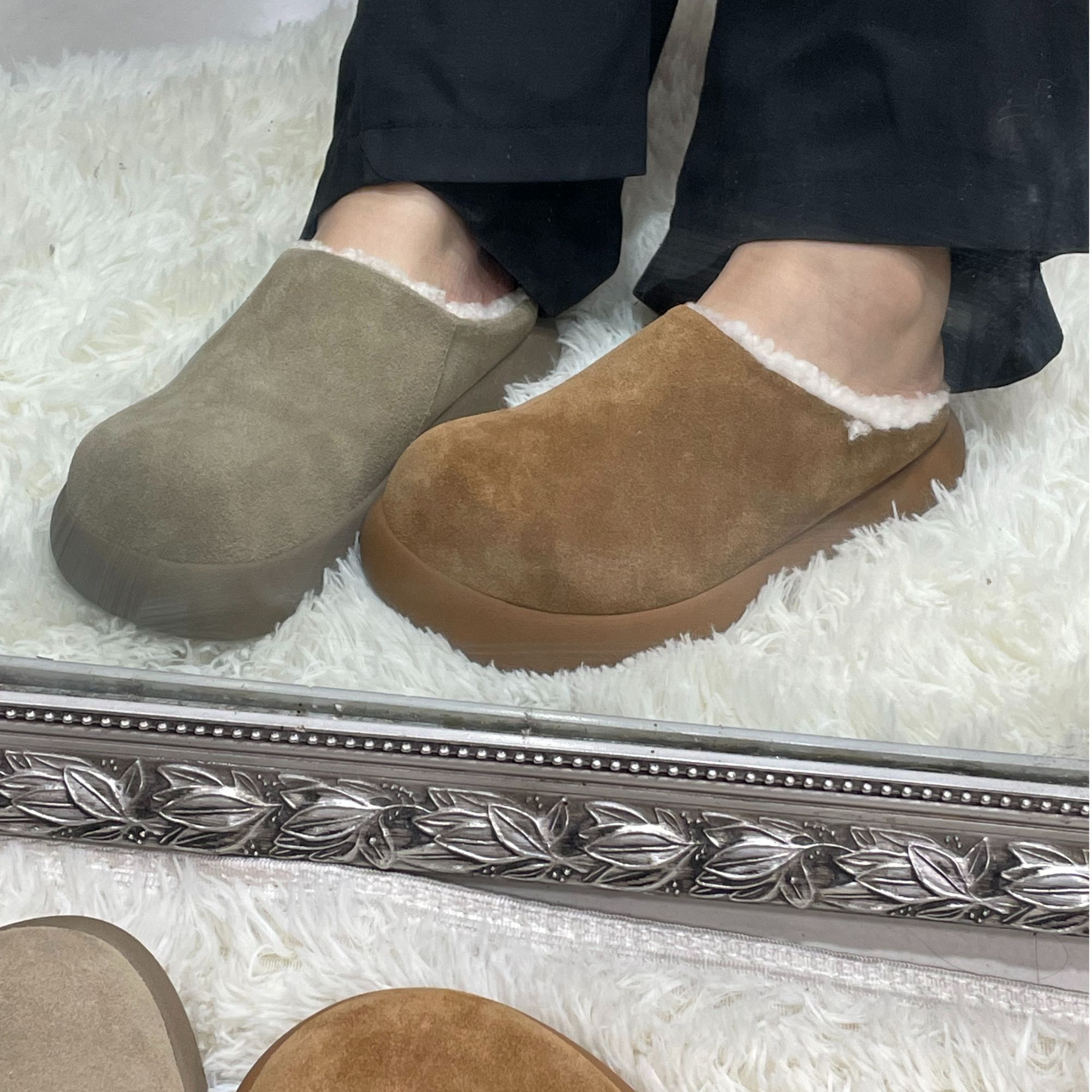 【HILROK】小土豆穆勒勃肯拖羊绒”软乎乎“包头懒人鞋外穿拖鞋闺蜜款