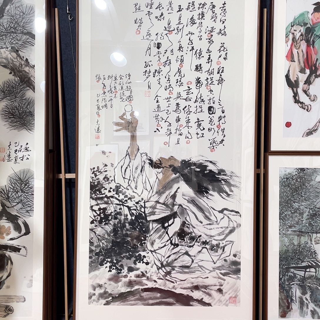 国画手绘画作品带框80/160