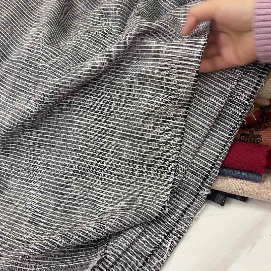 麻四米 黑白条纹面料