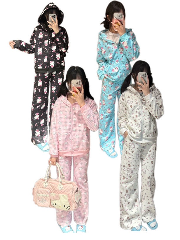 【谷子气原创】2025秋季可爱小众Kitty连帽卫衣套装百搭显休闲女