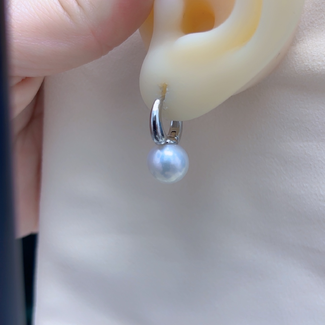 淡水珍珠耳饰银S925镶嵌