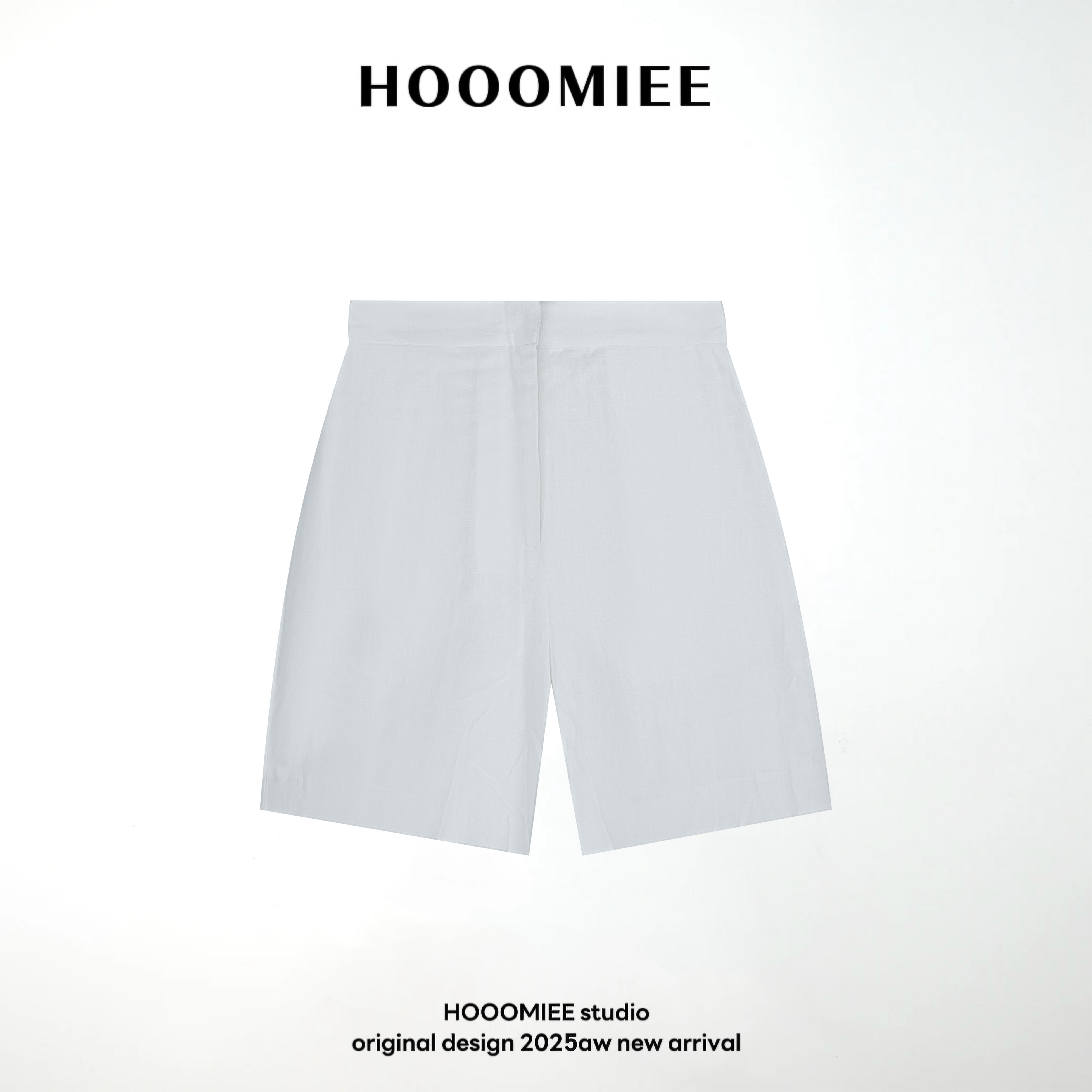 Hooomiee苎麻天丝短裤夏季纯色休闲时尚简约短裤220619