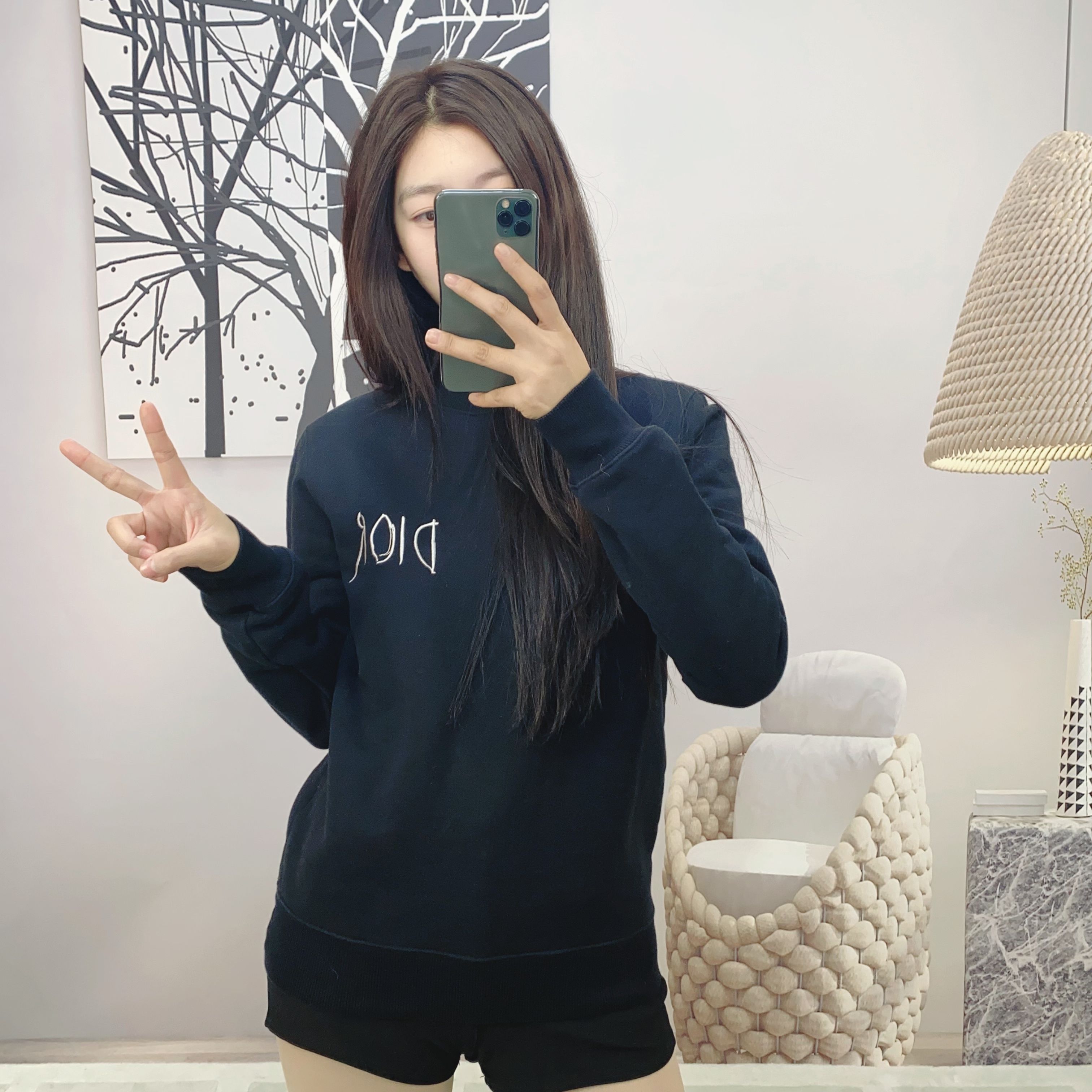 95新 DIOR/迪奥 麦殿/草写刺绣卫衣xs码黑色/241222VHD1L03