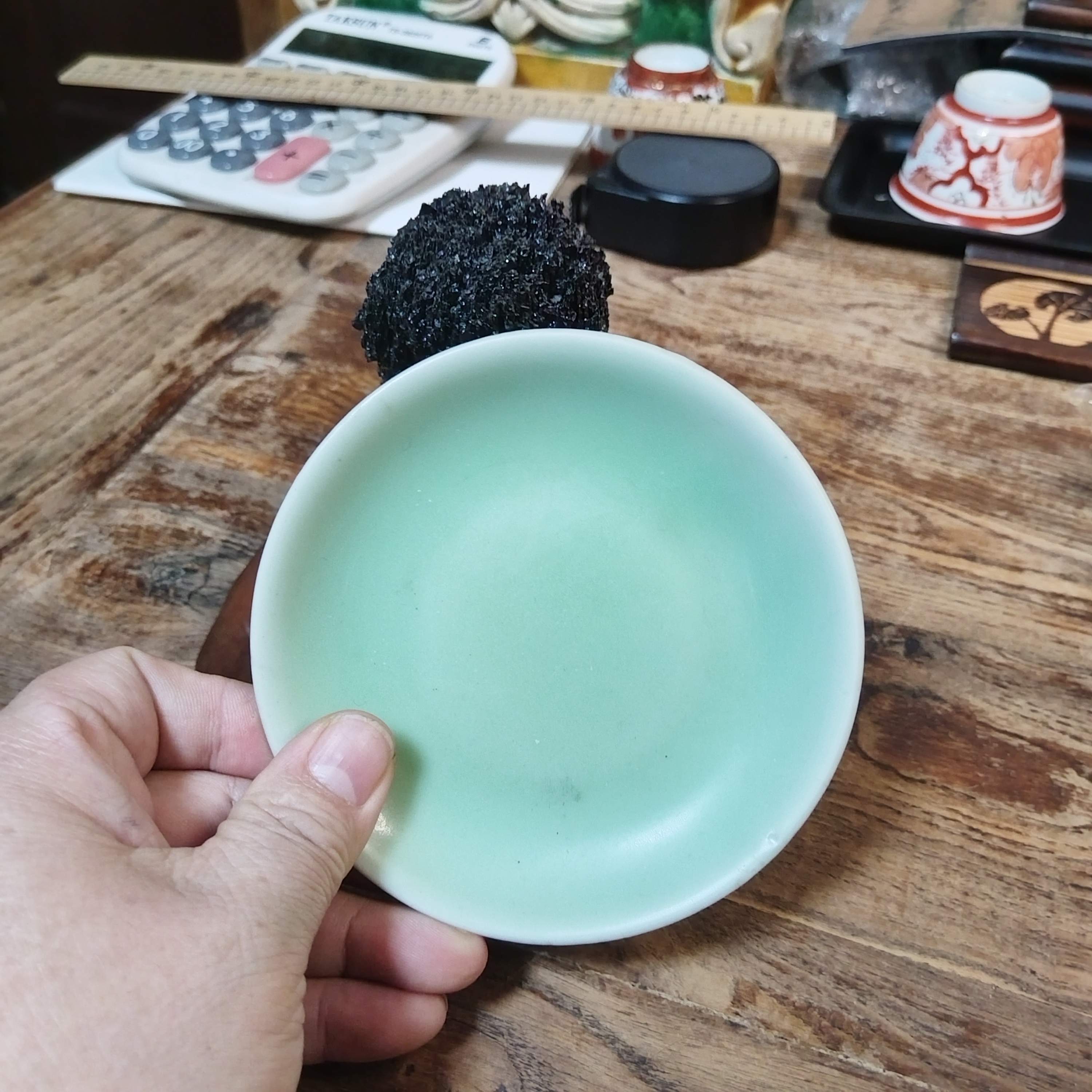 8.5英寸微瑕素面中式家用耀州窑高温瓷餐盘菜盘