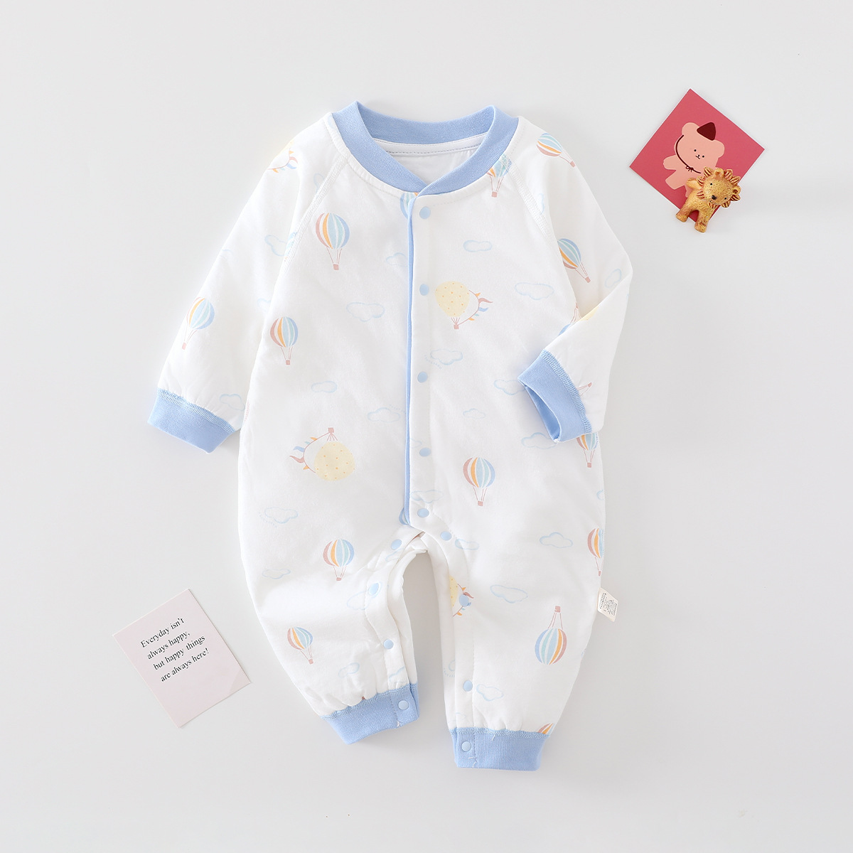 春秋冬婴儿衣服薄棉连体衣纯棉40克无骨打底爬服宝宝夹棉保暖哈衣