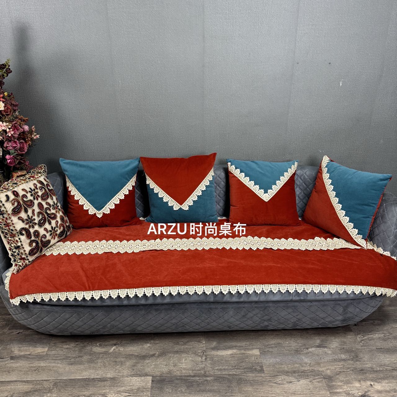 长褥子腰枕新疆包邮高档时尚新中式加厚长方形褥子枕头套沙发枕