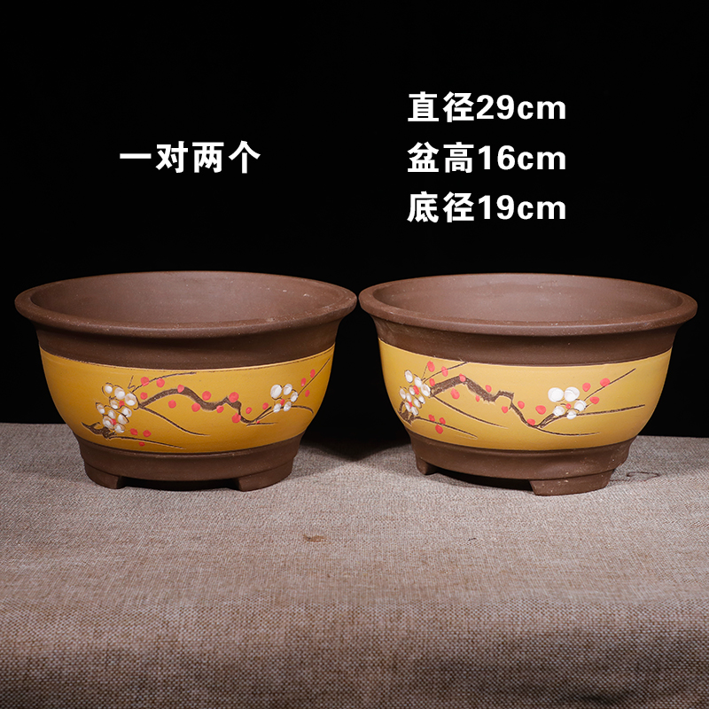 紫砂花盆陶瓷兰花盆蝴蝶兰花盆大号绿植老桩花卉阳台专用兰草花盆