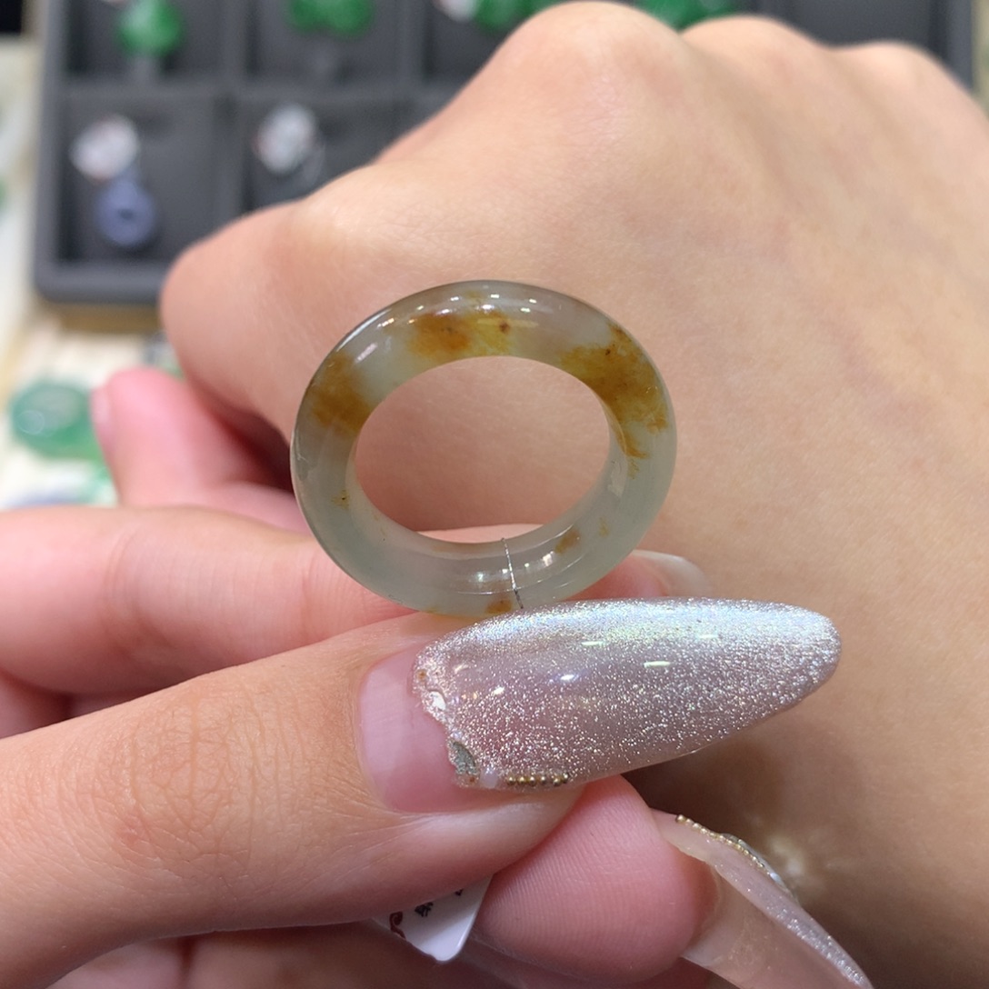 翡翠戒指未镶嵌13-14桂花糕