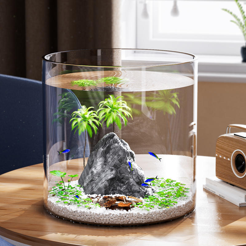 最新款鱼缸客厅家用圆柱形金鱼乌龟加厚高透PET鱼缸小型鱼缸家用