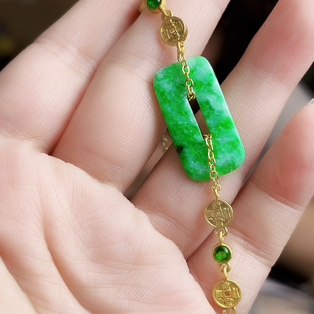 翡翠银S925镶嵌颈饰手链