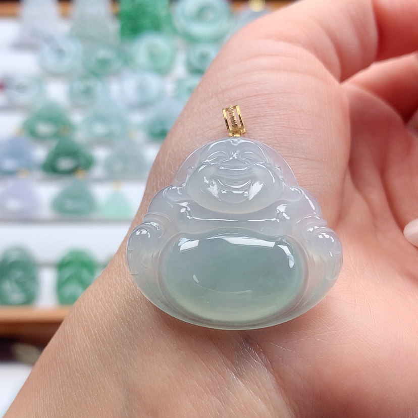 【闪购商品】翡翠吊坠(赠链)18K金镶嵌