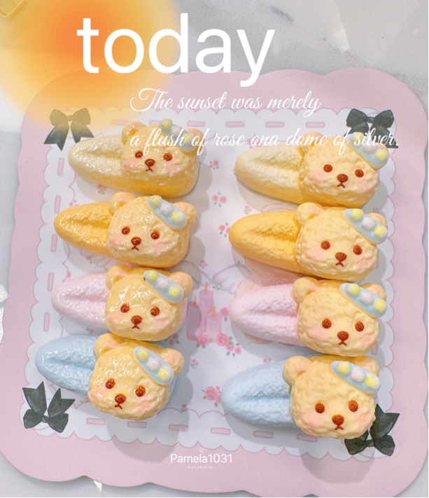 【恶霸定制】莉娜熊bb夹 手工diy树脂配件 摆件奶油胶手机壳发夹