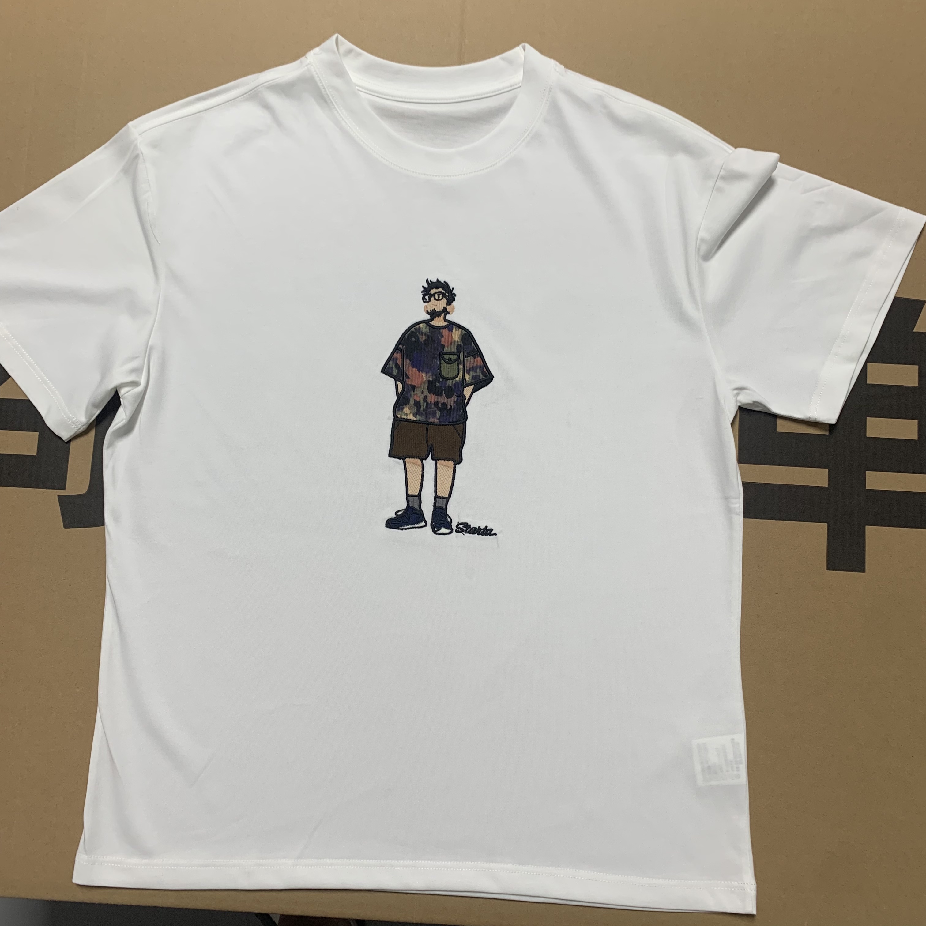 白色【重工艺刺绣】夏季新款时尚冰感透气短袖夏季男女同款T恤B53