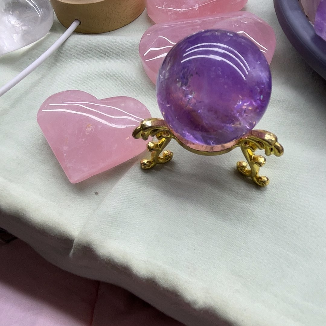 天然紫色水晶球桌面摆件