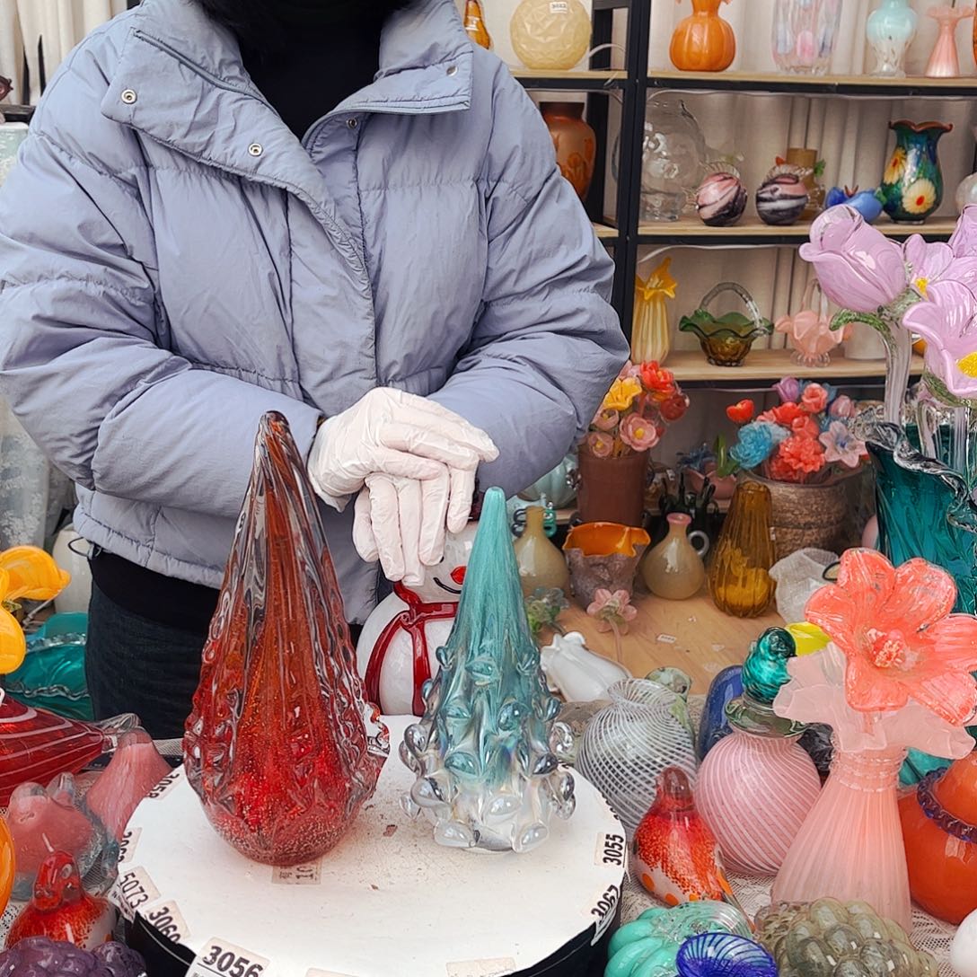 一对圣诞树福利福利家悦琉璃工艺品不完美