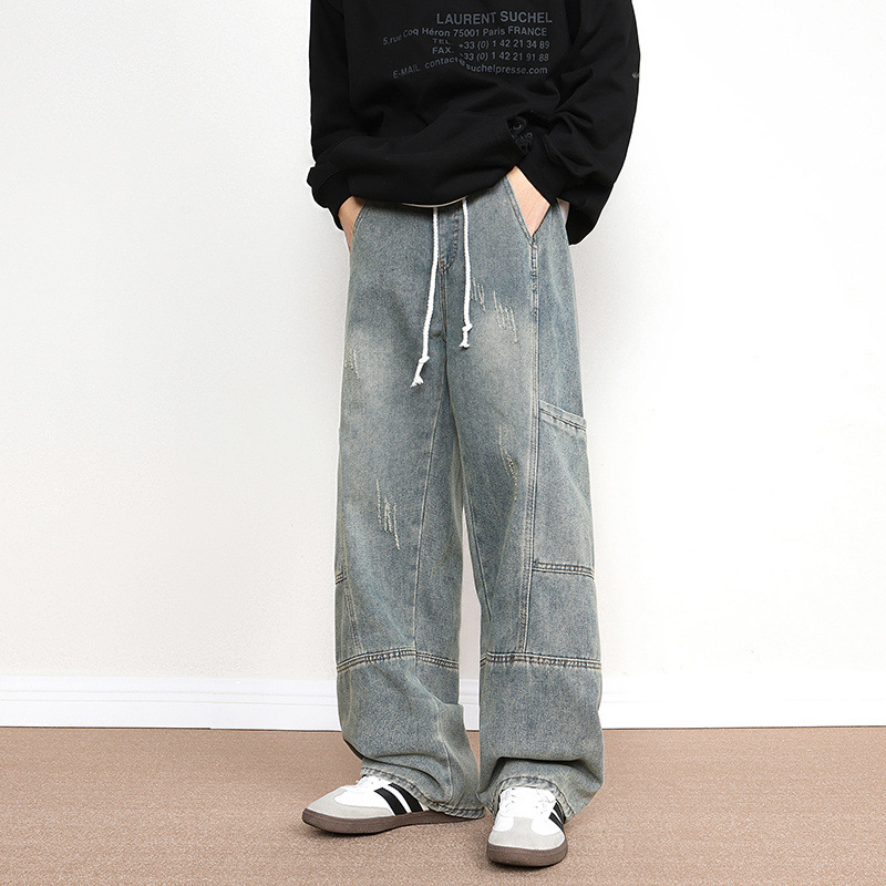 气质潮流美式复古工装牛仔裤男潮牌慵懒ins文艺原宿流行时尚新款