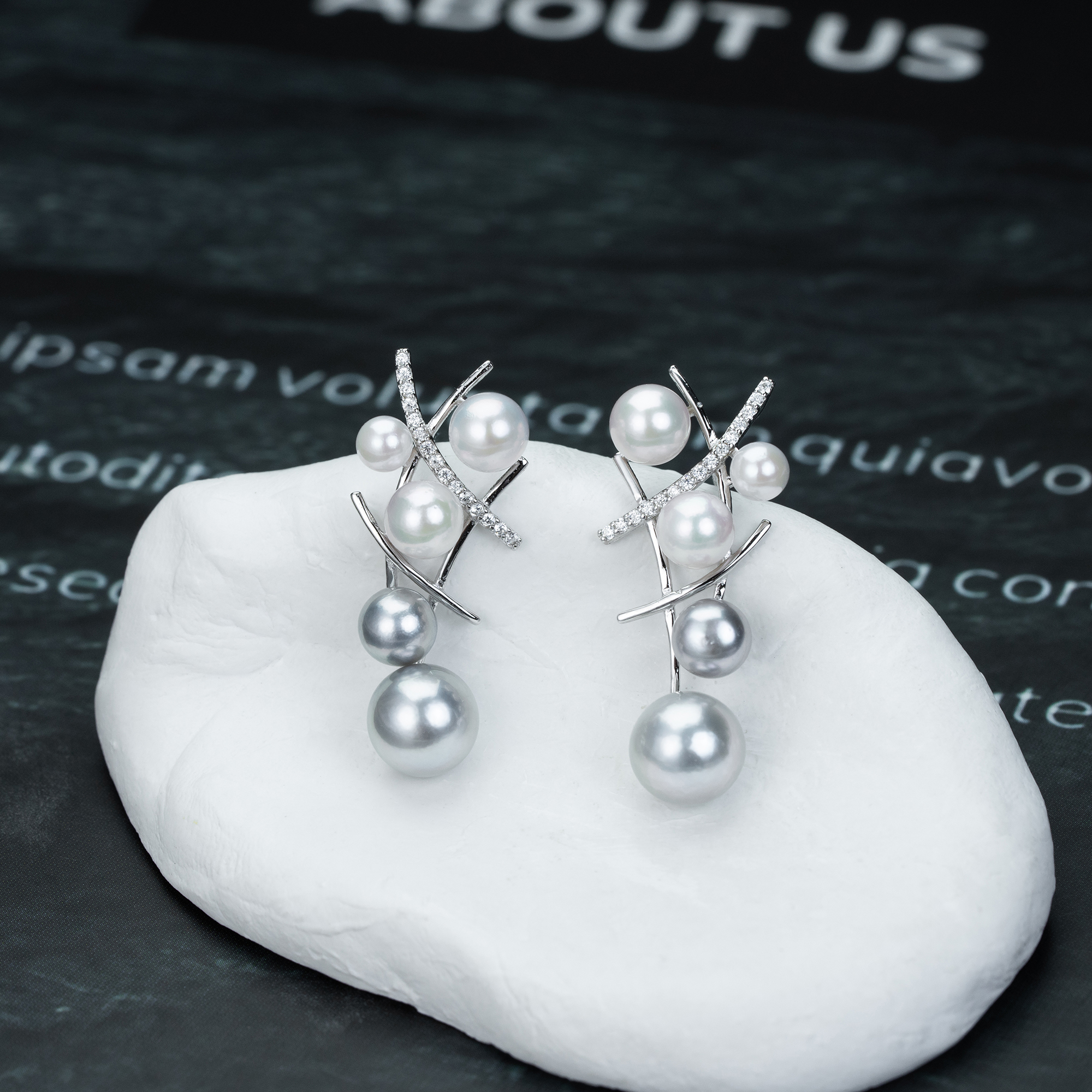 尊鼎珍珠-S925银海水珍珠akoya耳饰+珠径3.5-7mm+10g-Nami