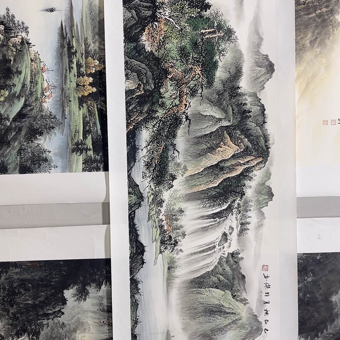 国画梁羽杰180/50青绿山水