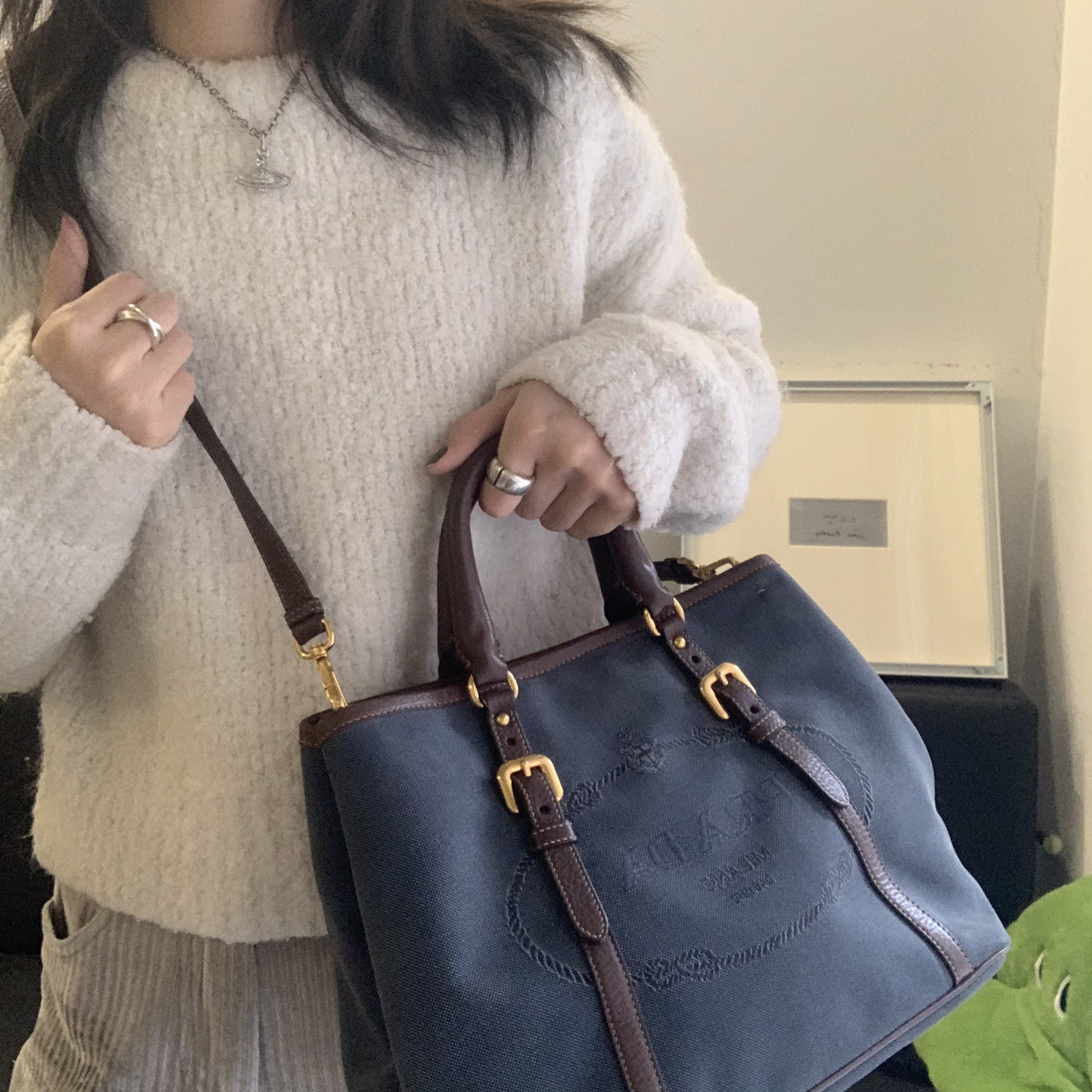 95新 Prada/普拉达 九 牛仔布手提斜挎