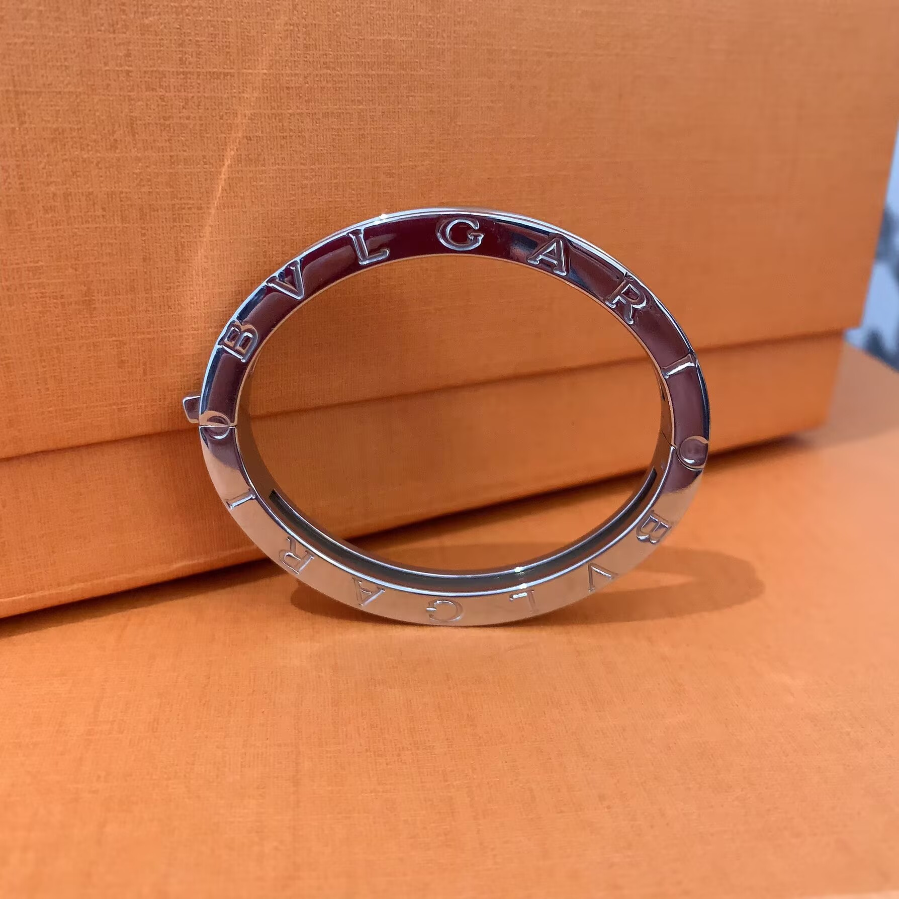 99新 BVLGARI/宝格丽 金间钢手镯/#15