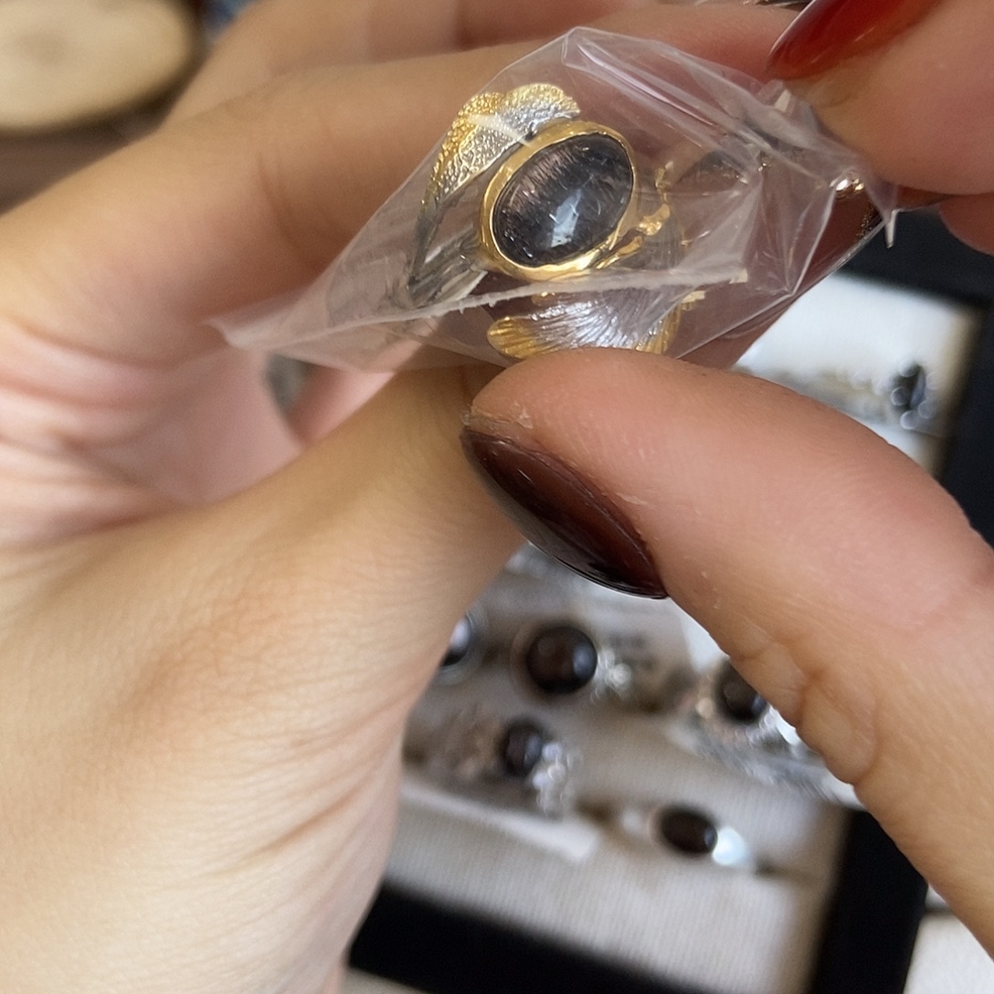 川***银S925镶嵌烟晶戒指超七意工