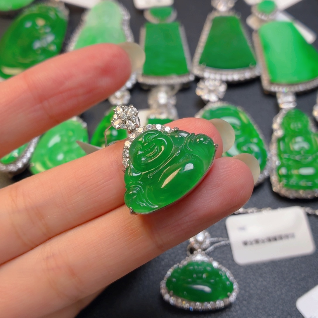 翡翠银S925镶嵌吊坠(不含链)