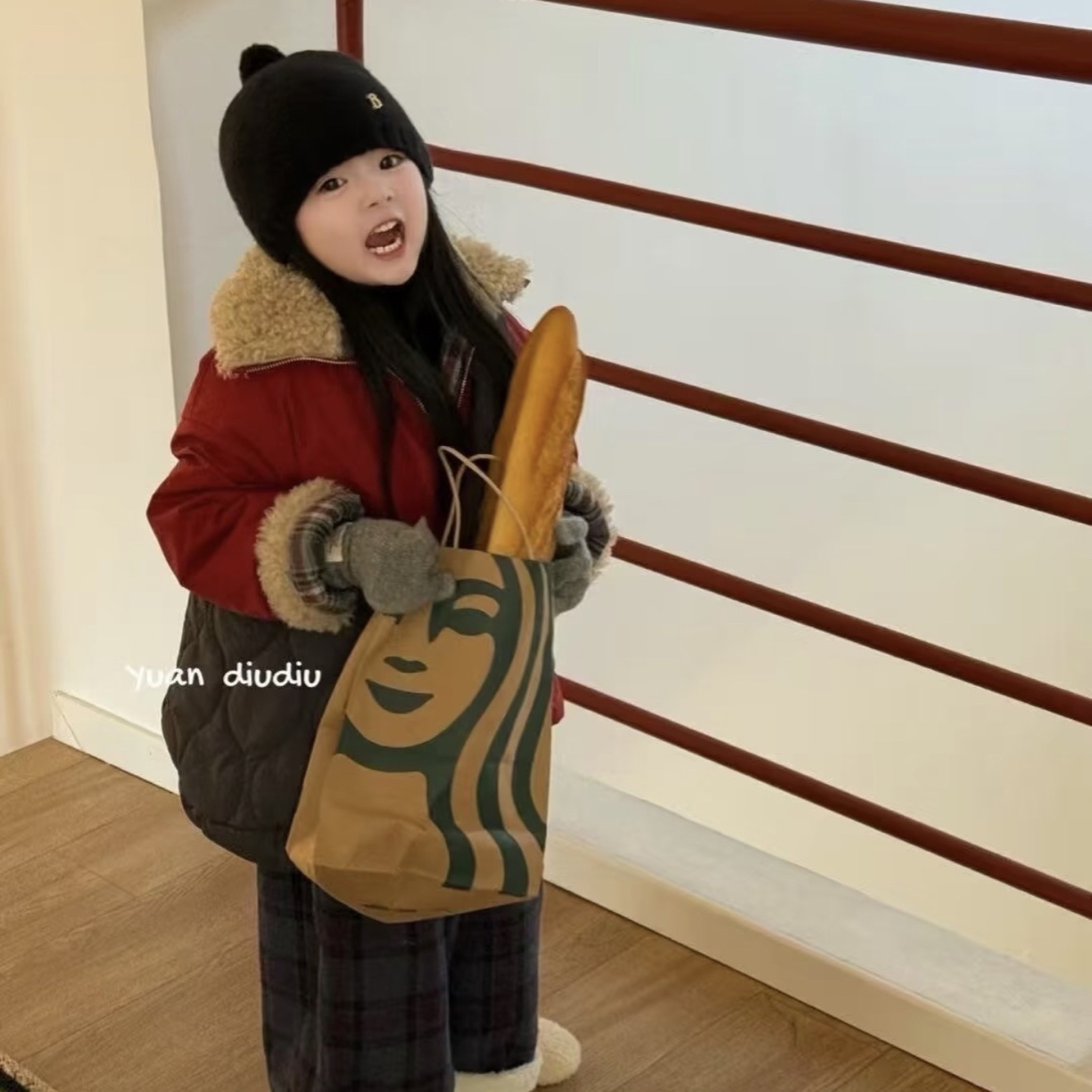 「喜見童品」冬季新款两面穿毛领外套棉服男女同款