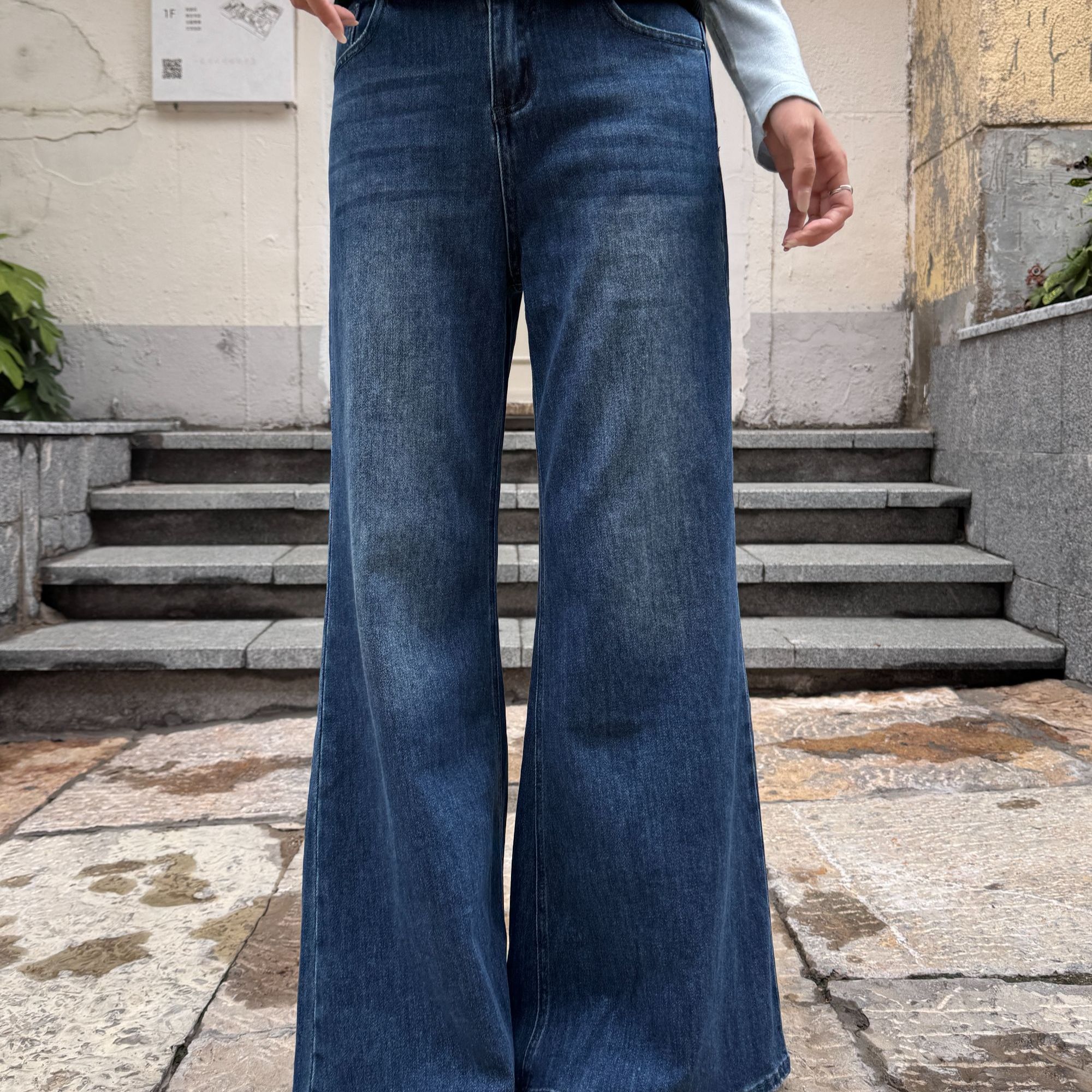 【XUE-XUE】大直筒裤秋冬牛仔裤长裤外穿高腰直筒裤阔腿裤