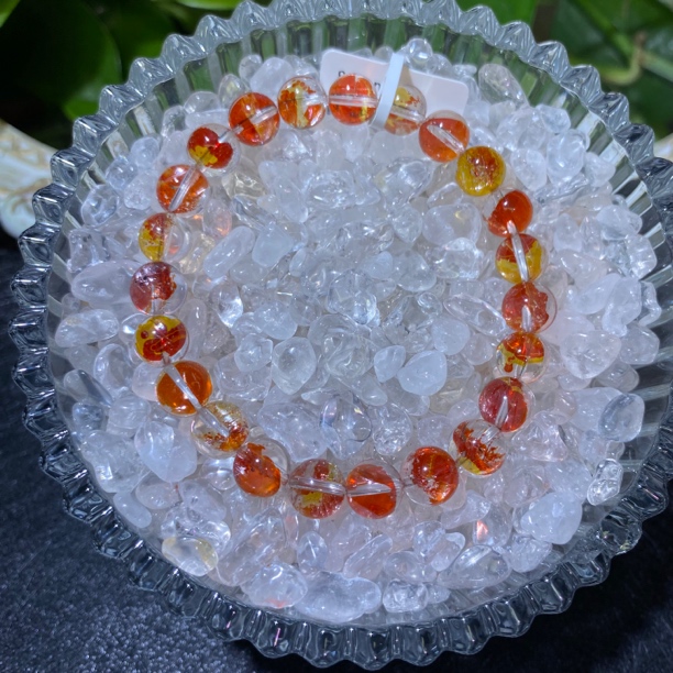 高品锦鲤胶花单圈8mm左右水晶手串