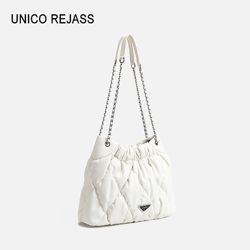 【小艺粉丝专属】新款菱格白色"垃圾袋"托特手提单肩包-50099-2