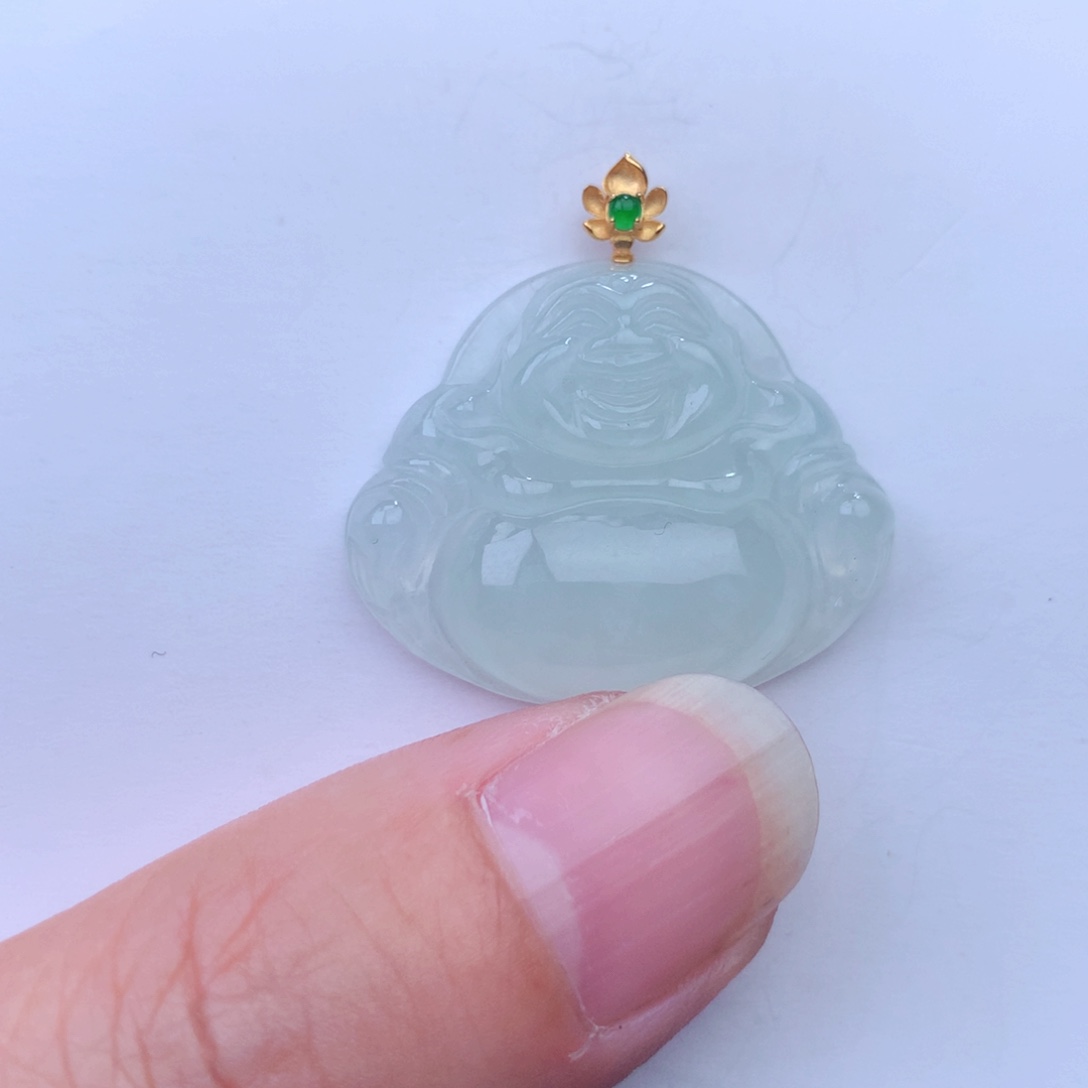 翡翠吊坠(不含链)18K金镶嵌
