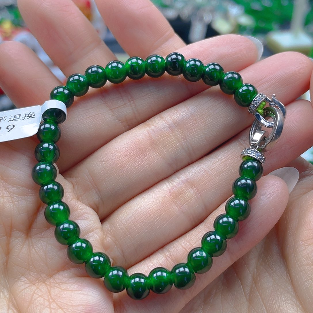 翡翠颈饰未镶嵌天然A货翡翠手串卡6辣