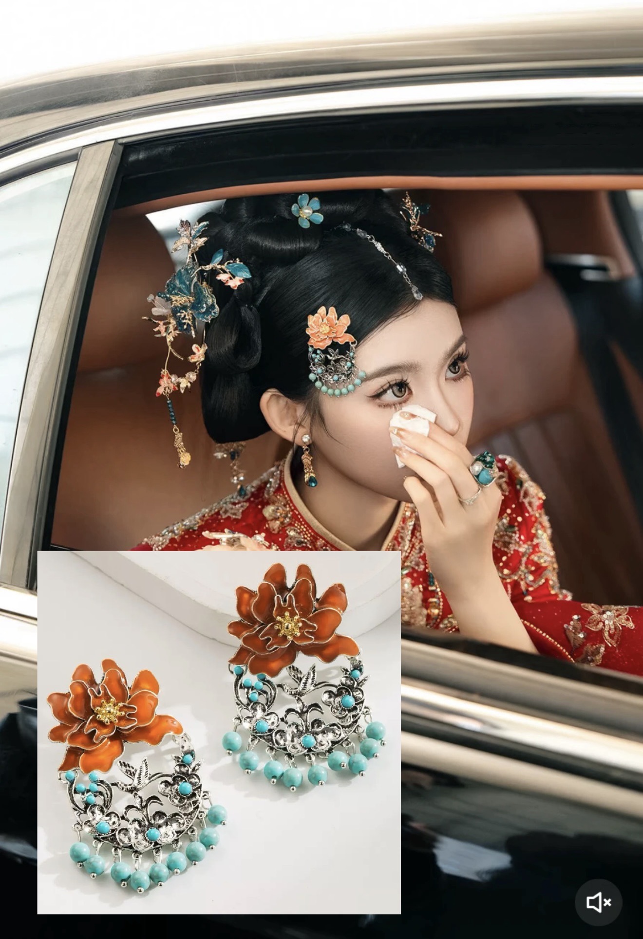 非金属仿珍珠耳饰 秀禾新中式耳环可当头饰配饰配件实用一对（2只）