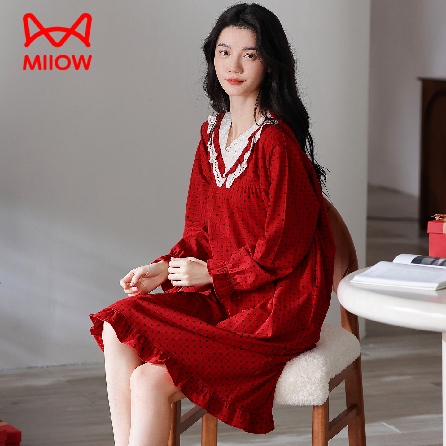 纯棉女士睡裙2025春秋新款卡通印花甜美休闲大码家居服睡衣套装55