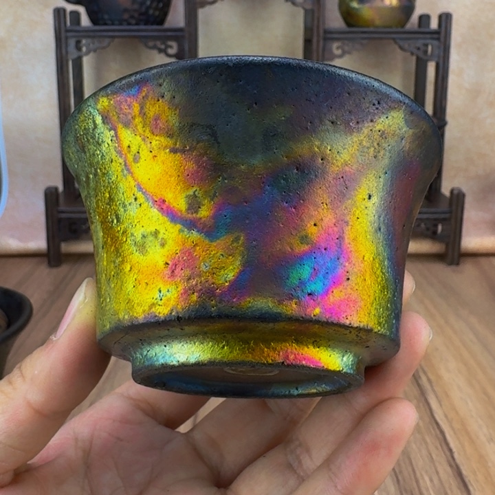 荥经黑砂炸福利窑彩马蹄杯44