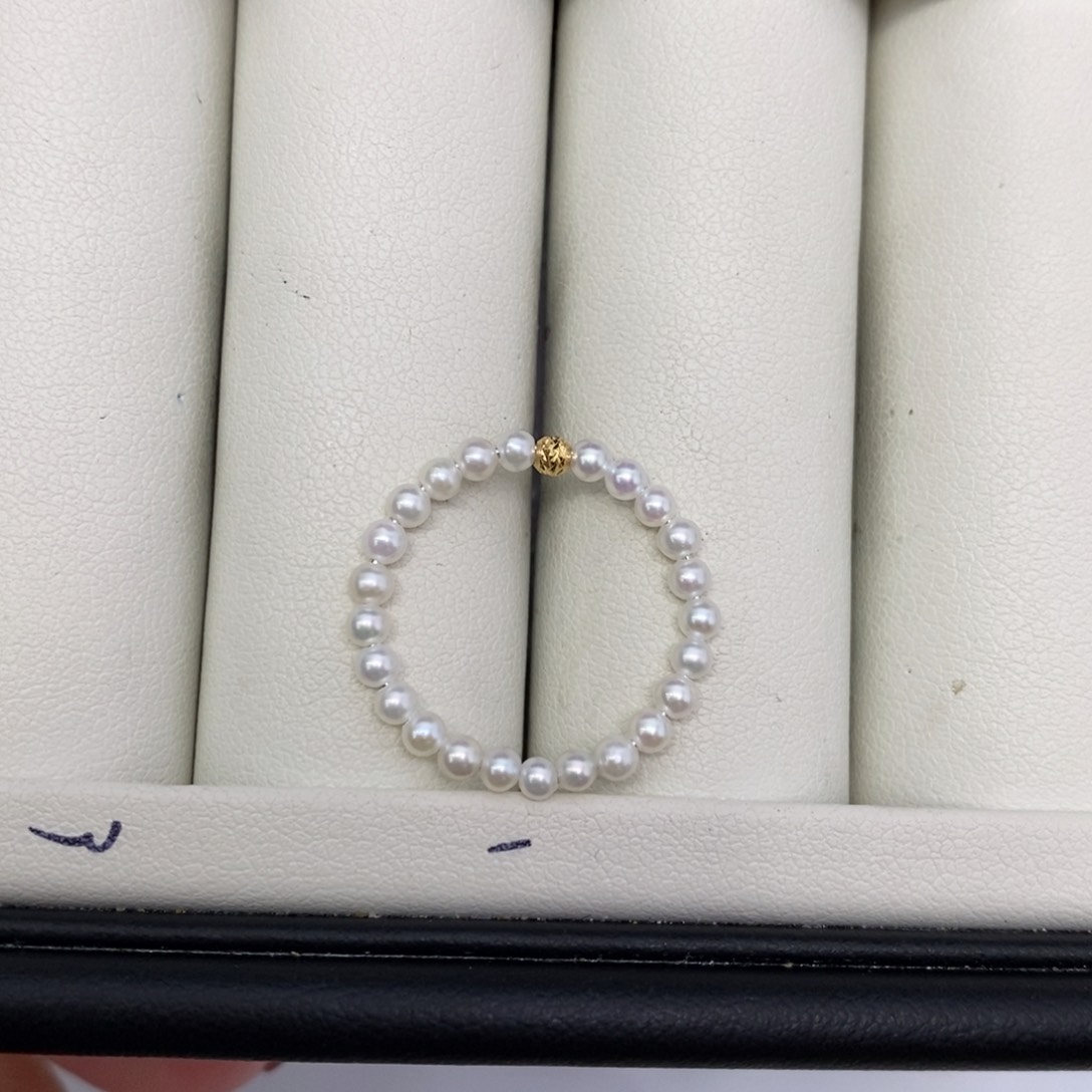 淡水珍珠戒指18K金镶嵌