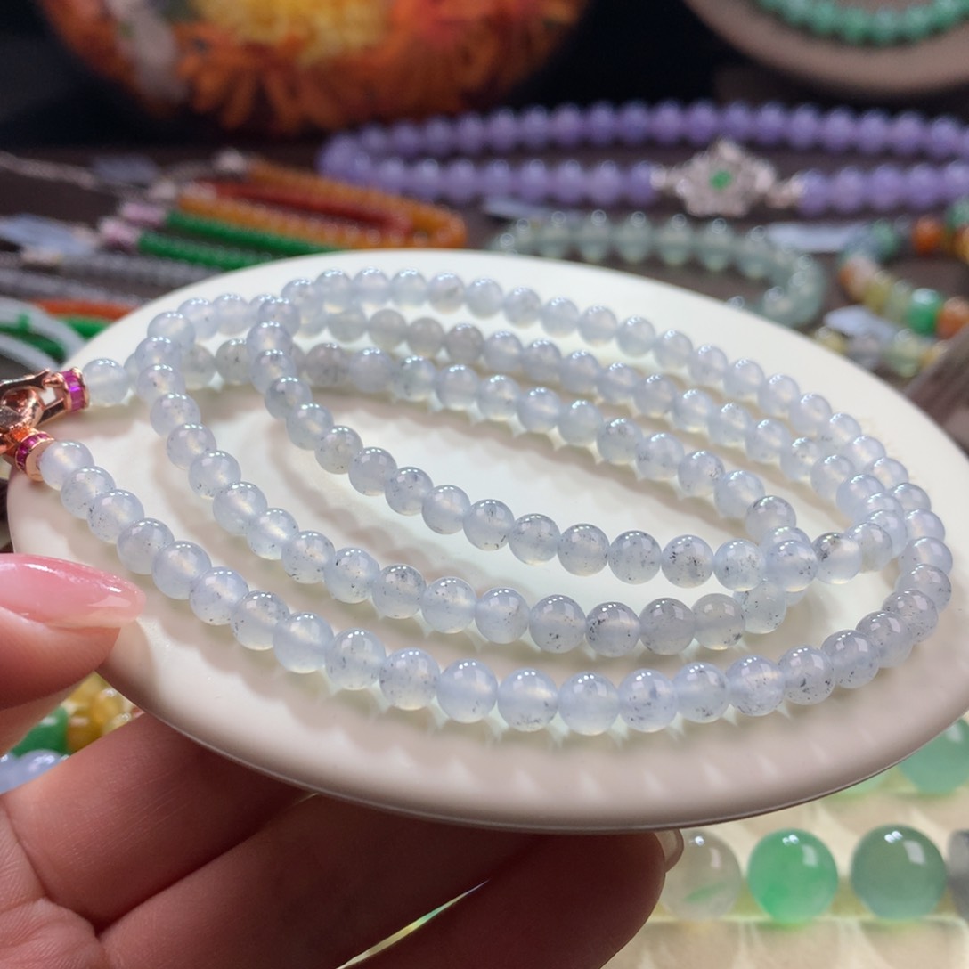 未镶嵌翡翠手链冰胶撒芝麻糊项链卡5
