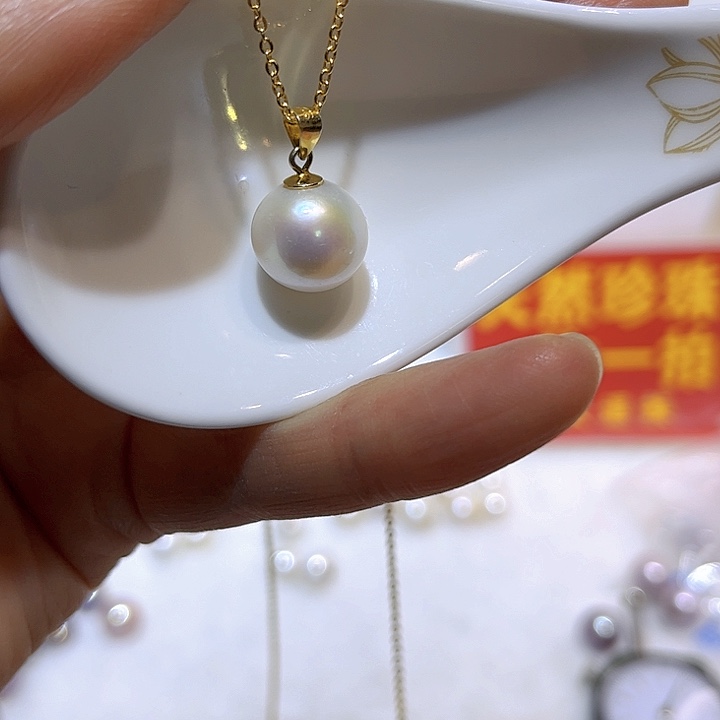 淡水珍珠白珠金色瓜子扣未镶嵌