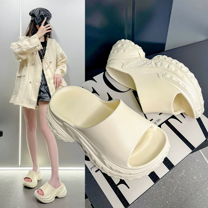 加大加肥J-012外穿凉拖鞋女夏季新款新款居家防滑厚底高跟一字拖