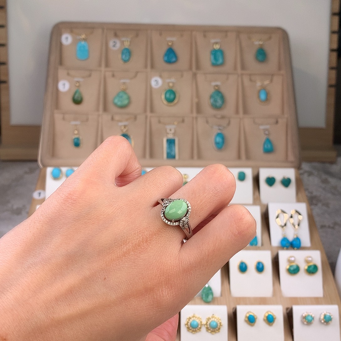 绿松石银S925镶嵌戒指